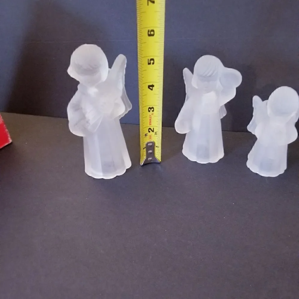Vintage Bloomingdale's frosted crystal angel candleholders